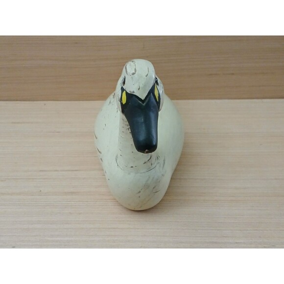 Hand Carved Wood Duck Figurine Sculpture Rustic Ivory Shelf Decoration 8x4.5 - Picture 4 of 11